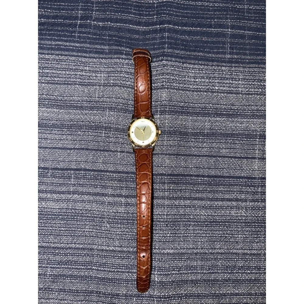 Citizen Ladies Vintage Gold Plated Wrist Watch Silver Dial Genuine Leather Brown